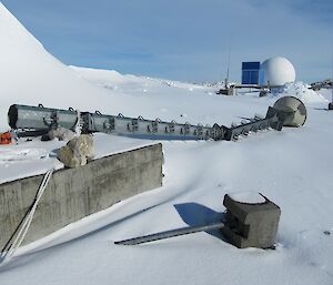 Mast on the ground after blizzard at Casey 19th Sept 2014