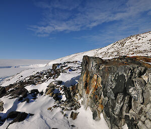 Rocks and ice cliffs at Robinsons Ridge