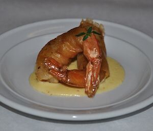 Prawns in brick pastry ready to serve at Casey winter 2014