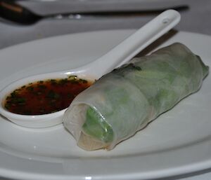 Vietnamese spring roll plated ready to serve at Casey 2014