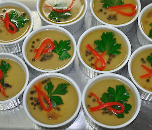 Chiken liver pate in ramekins ready to serve