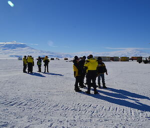 Expedtioners bound for Casey visit the NASA science camp outside of McMurdo