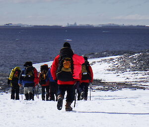 A group of expeditioners exploring Casey surrounds