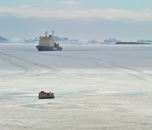 Hagglund out on the seaice to get cargo