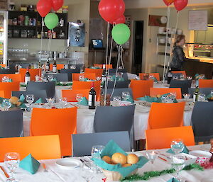 The dining room decked out for Christmas