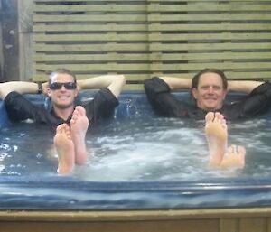 Two expeditioners in the spa