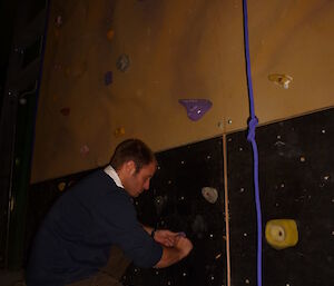 Climbing wall being completed.