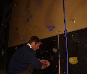 Climbing wall being completed.