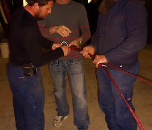 Expeditioners practise equalising anchors.