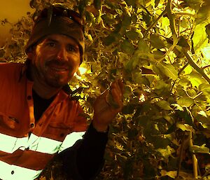 A smoke-free expeditioner relishes being able to visit the hydroponics house.