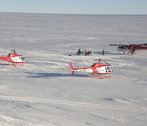 Helicopters with Twin Otter at Woop Woop skiway