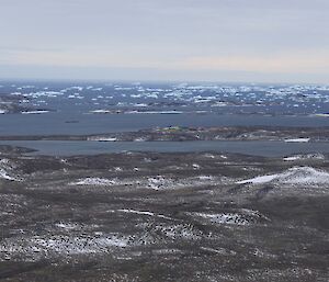 View over the Vestfold Hills and out to the water.