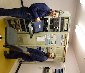 (Pictured from left) Greg Wilson (CTO), Tom Luttrell (SCTO) monitoring the ANARESAT system.