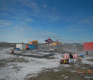 Leaving Davis by helicopter for training exercise.