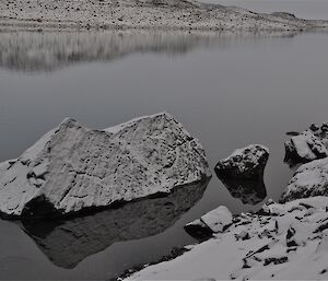 Rocks reflected in the lake