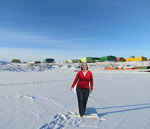 Carboard person on the sea ice for ABC programme