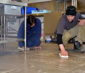 Cleaning the kitchen at Davis