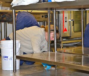 Cleaning the kitchen at Davis