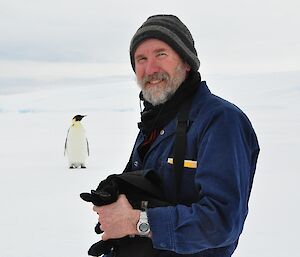 Rob Cullen and penguin at Davis