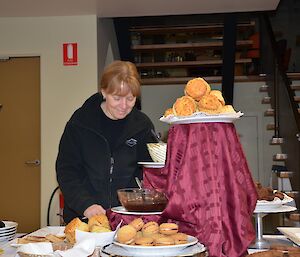 Davis Big Morning Tea 2012 Station Leader Ali serves herself some food at the morning tea