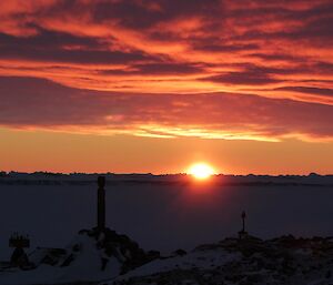 The sun setting on the 1st of June at Davis setting the sky afire with brilliant colours