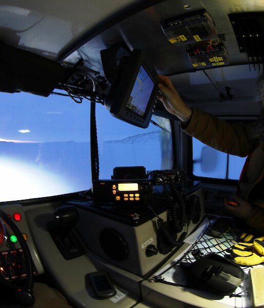 Fish eye lens photo of the inside of a Hagg in winter at Davis 2012