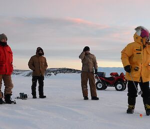 Golfing in the Antarctic — Davis 2012 (expeditioners prepare to begin golf game)