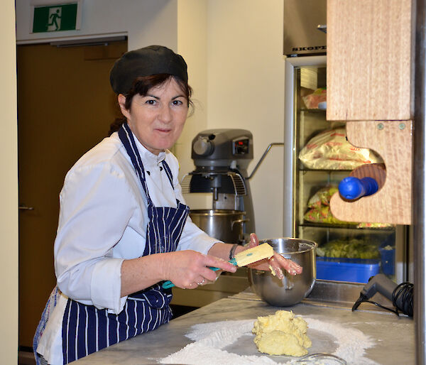 Brigid Dwyer in chef gear at Davis 2012