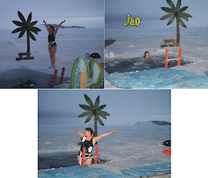 Davis Midwnter Swim 2012 — collage of Jan Wallace