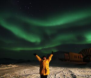 Mel and the aurora at Davis 2012