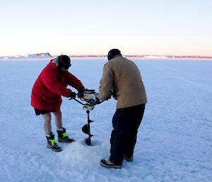 Drilling in the sea ice at Davis 2012