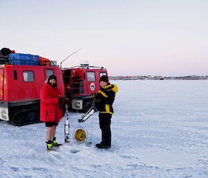 Pre-deployment of the CTD and Niskin bottle