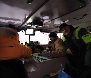 Jan, Adam, Mel and Steve In the Hägglunds on the way to the Sørsdal