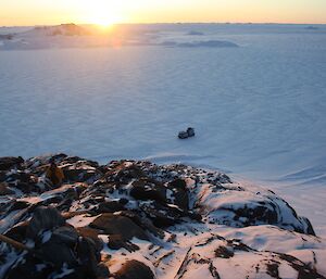 Climbing up to Wilkins Cairn