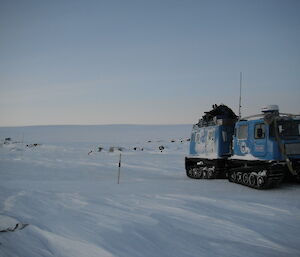 Hagglund on the old cane line through the moraine