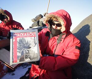 Expeditioner at Walkabout rocks in the Vestfold Hills