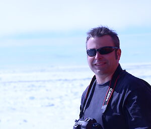 Tom Luttrell on the ice in Antarctica