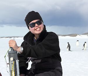 Mel Ho on the sea ice water sampling at Davis in 2009