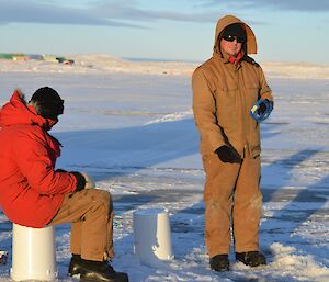 Expeditioners fishing on the sea-ice