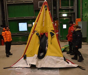 Trip preparations at Davis 2012, showing how to dismantle the polar pyramid tent