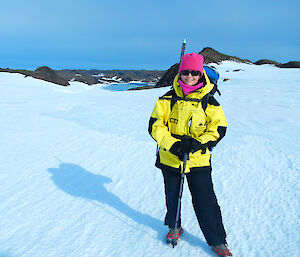 Jan Wallace hiking in the Vestfold Hills Davis 2012