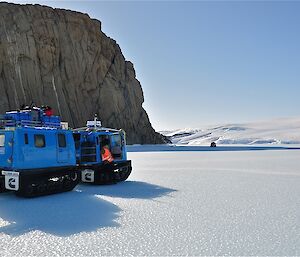 A blue hagglunds on the ice