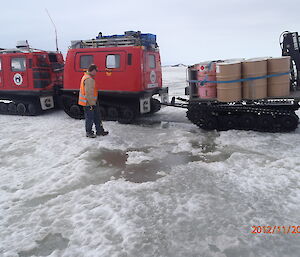 Hägglunds on slushy sea ice at Davis 2012