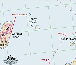 Map showing the position of seal