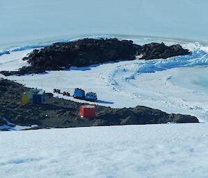 Vehicles on sea ice at Platcha hut