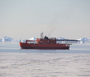 The RSV Aurora Australis at anchor off Davis Station