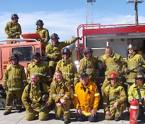 Fire fighting team posing for a photo