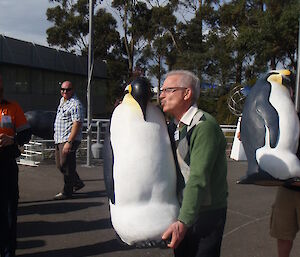 A penguin doll used to demonstrate environmental issues