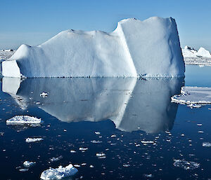 An iceberg with its reflection on the water