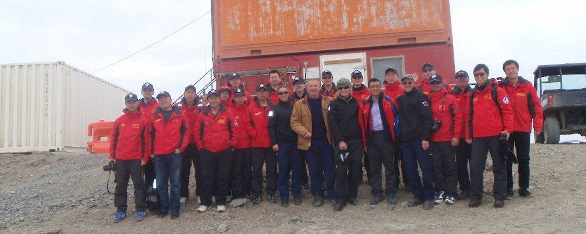 Chinese expeditioners pose for a photo at Davis